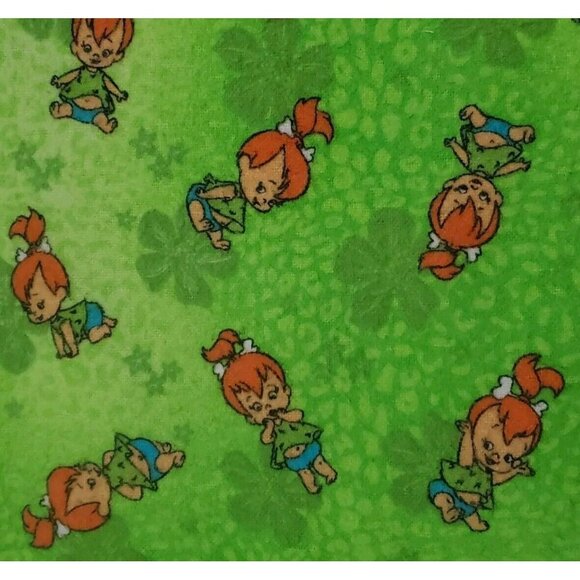 VTG Flintstones Pebbles Baby Blanket Flannel Receiving Wrap Crib Infant Green - Picture 5 of 7